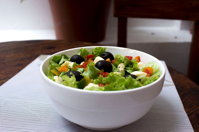 Mediterranean salad with feta and olives