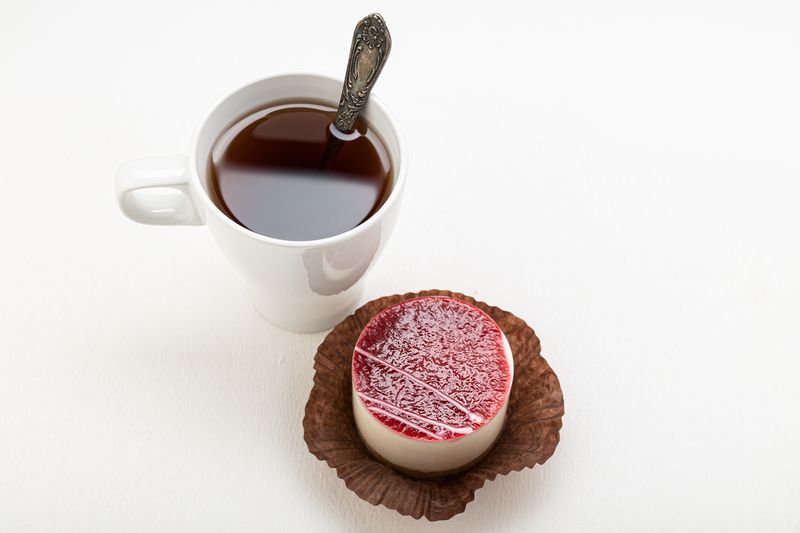 Panna cotta with berry coulis dessert